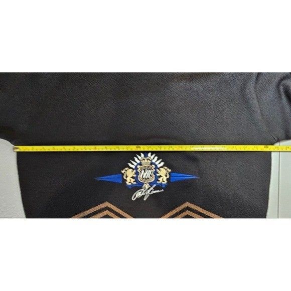 Bogner Mens M Vintage Wool Blend Black Blue Brown Embroidered Neck Zip Sweater - Picture 8 of 14